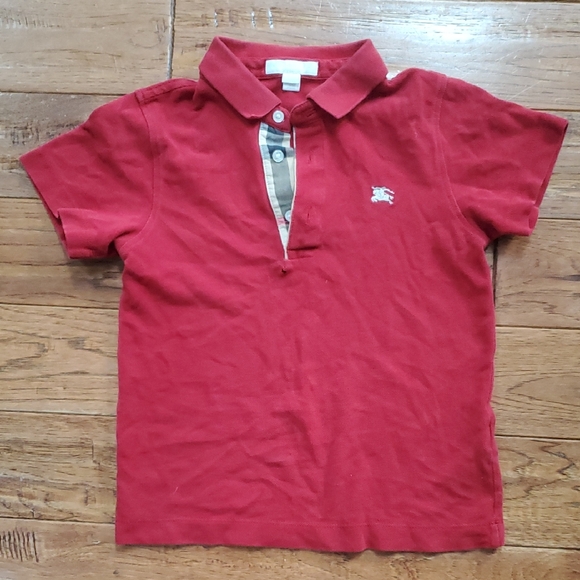 Burberry Red Kids Polo Shirt FLAWED - Picture 1 of 8